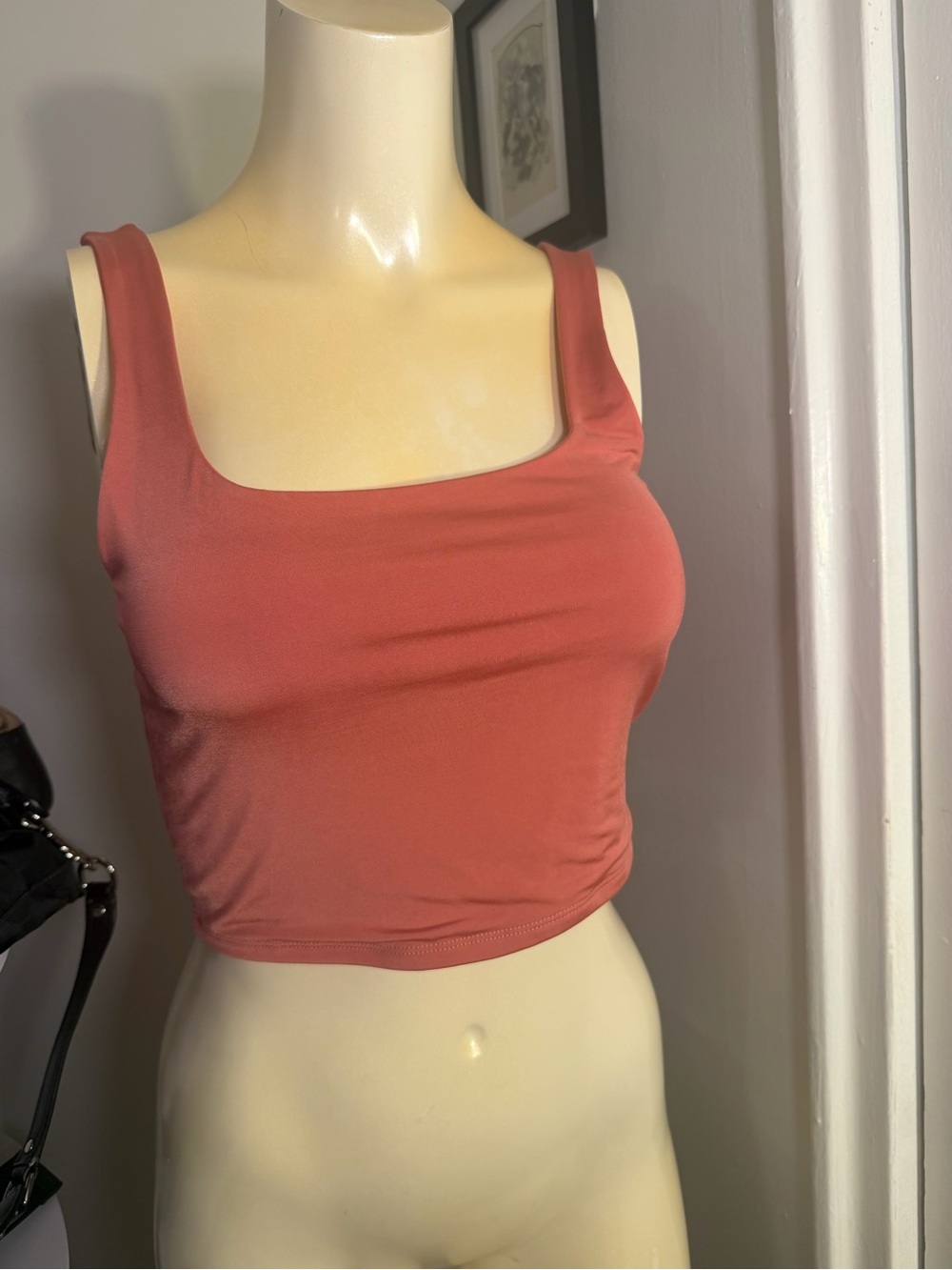 Express Body Contour Tank Top Medium Coral Rust Square Neck Sleeveless